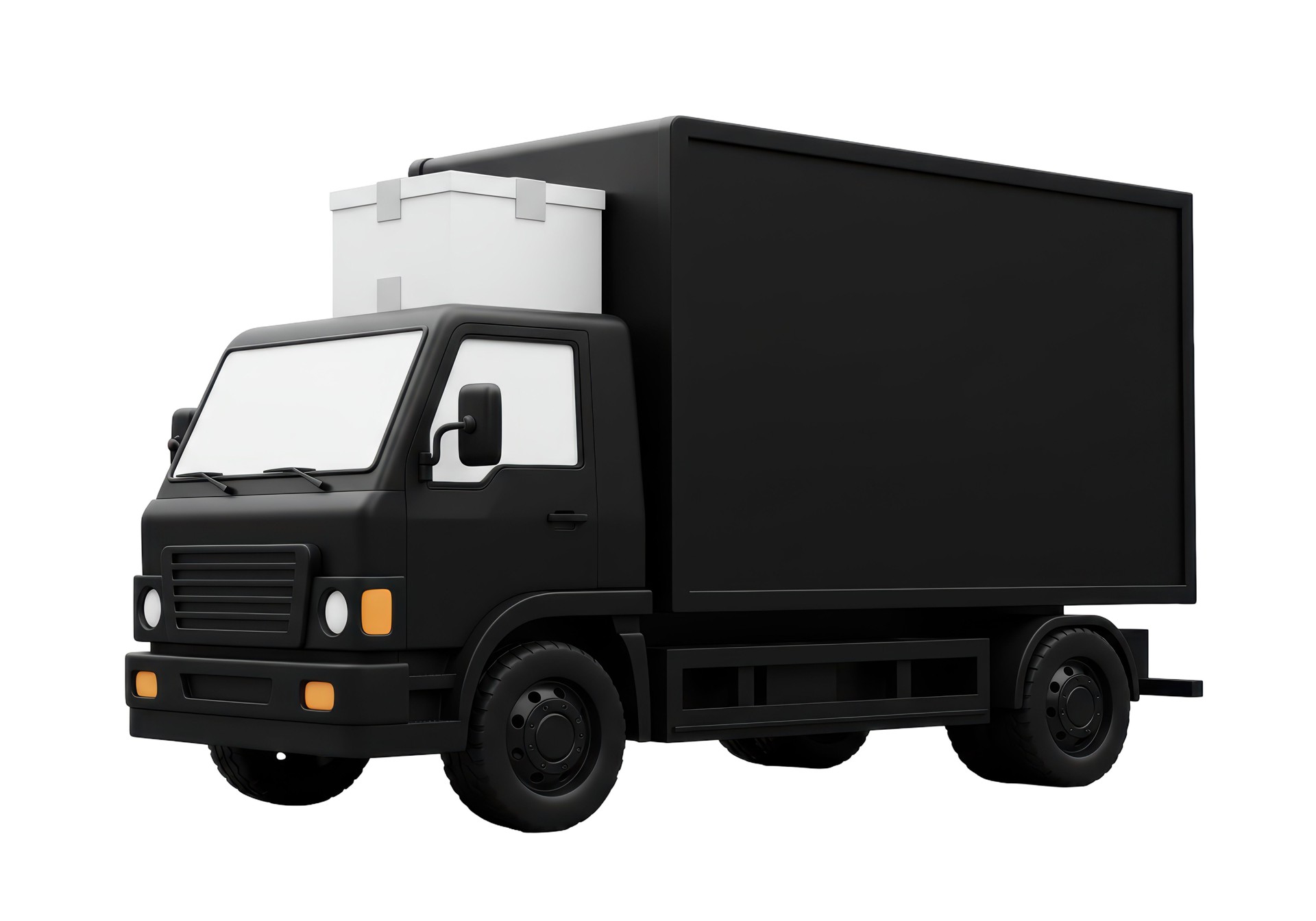 Isolated Black Delivery Truck with Cargo Box